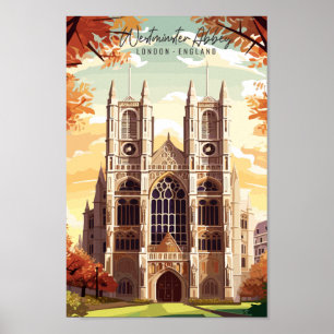Westminster Abbey London England vintage travel Poster