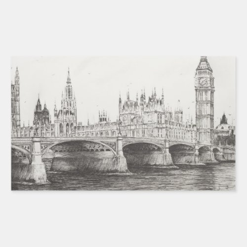Westminster Bridge London UK 30102006 Rectangular Sticker