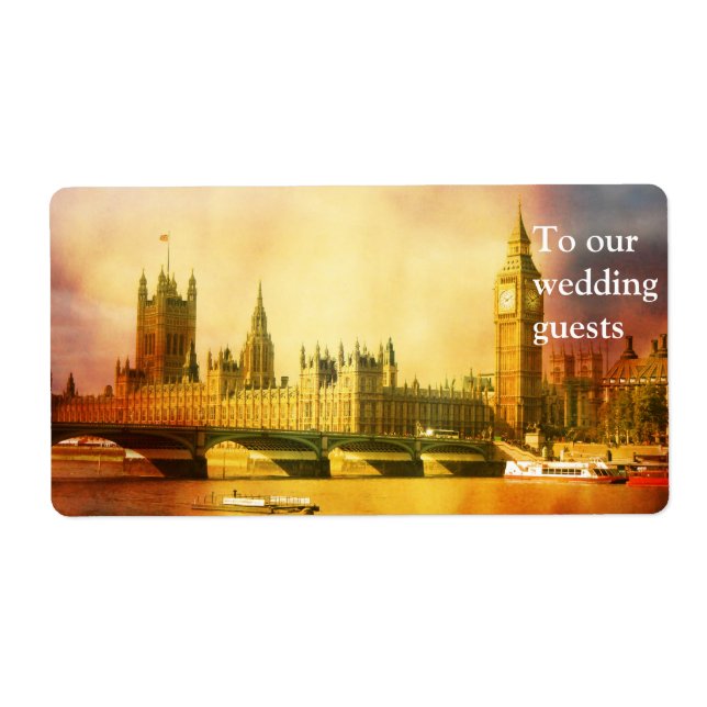 Westminster Palace and Bridge with Big Ben Label (Front)