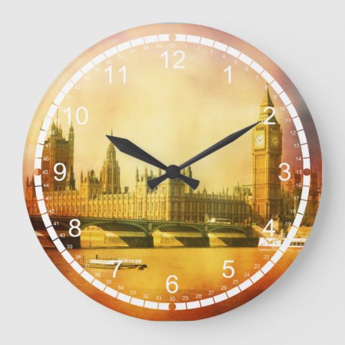 Westminster Palace and Bridge with Big Ben Large Clock