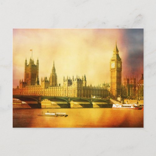 Westminster Palace and Bridge with Big Ben Postcard