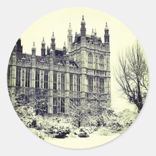 Westminster Parliament Winter London _ British Classic Round Sticker