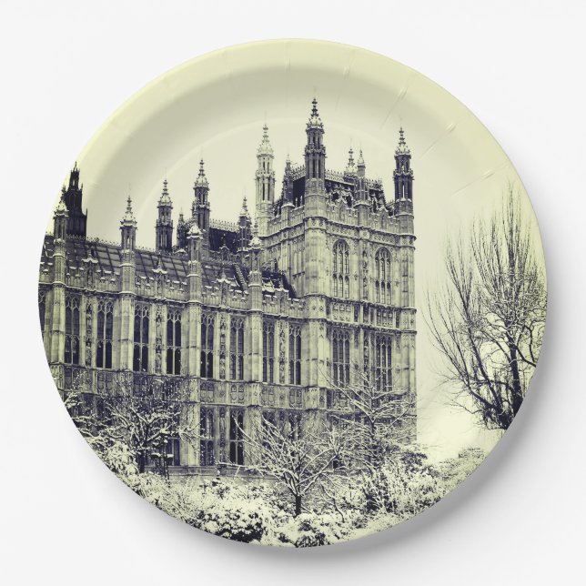Westminster, Parliament, Winter London - British Paper Plates (Front)