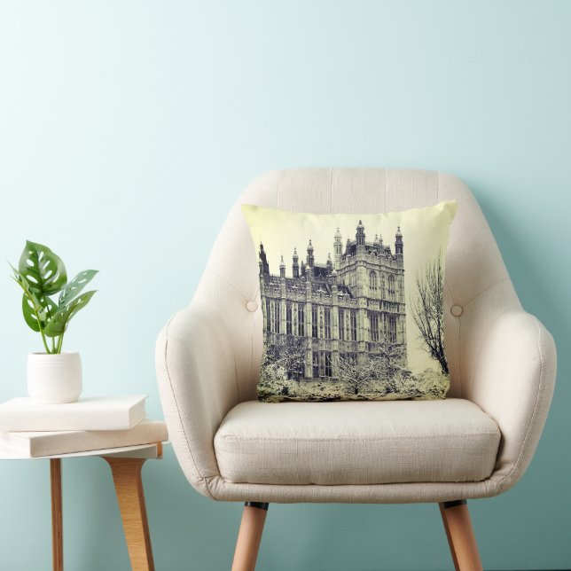 Westminster, Parliament, Winter London - British Throw Pillow (Chair)