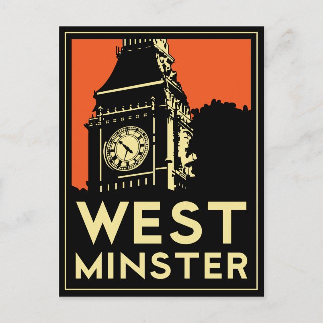 westminster retro art deco travel poster postcard (Front)