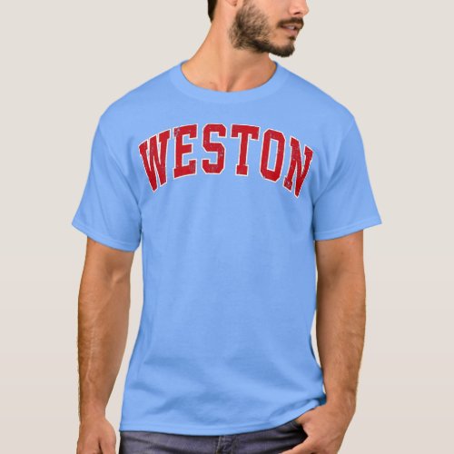 Weston Connecticut CT Vintage Sports Design Red De T_Shirt