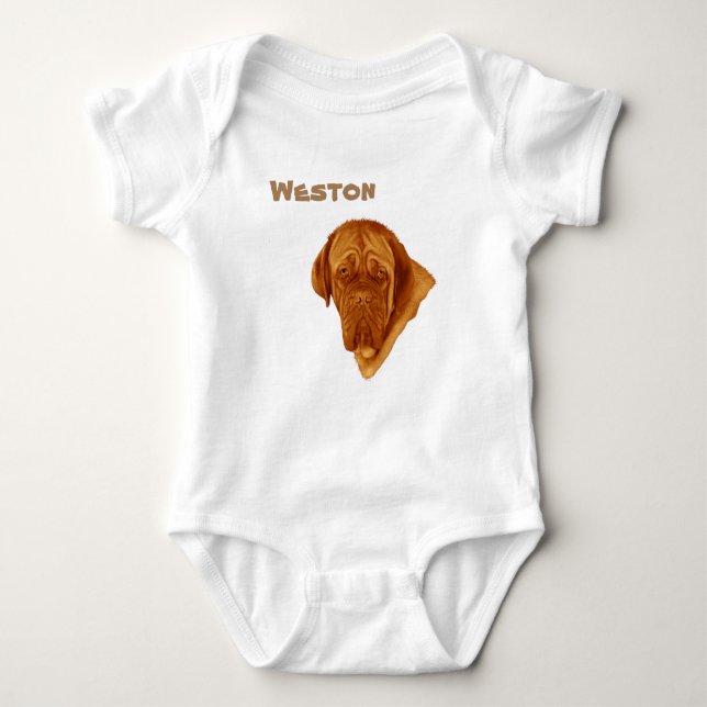 Weston Name With Dogue De Bordeaux, Baby Bodysuit (Front)