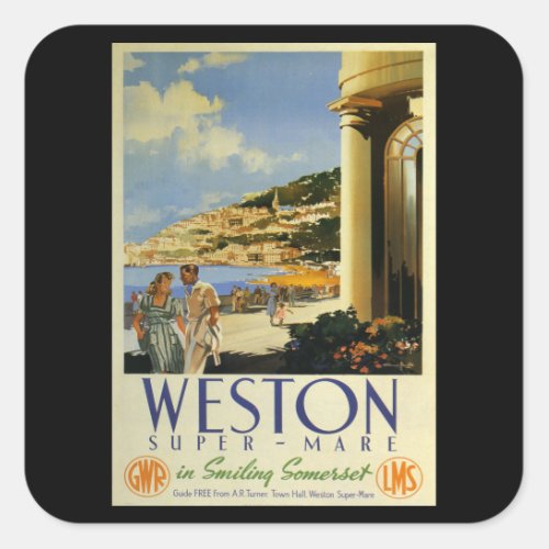 Weston Super Mare _ UK _ Vintage Travel Square Sticker