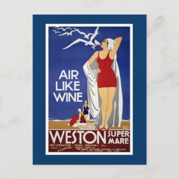Weston-super-mare Vintage Travel Poster Postcard by PrimeVintage at Zazzle