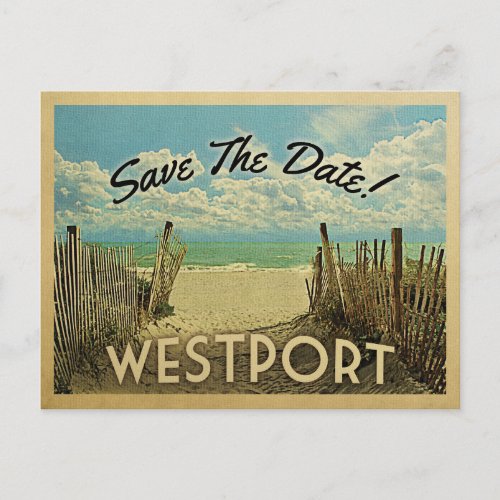 Westport Beach Save The Date Vintage Nautical Announcement Postcard