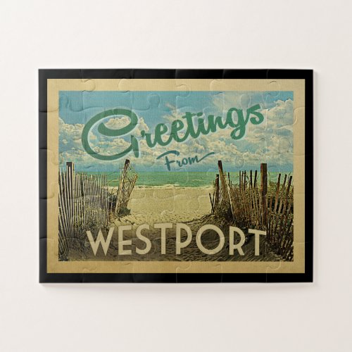 Westport Connecticut Beach Vintage Travel Jigsaw Puzzle