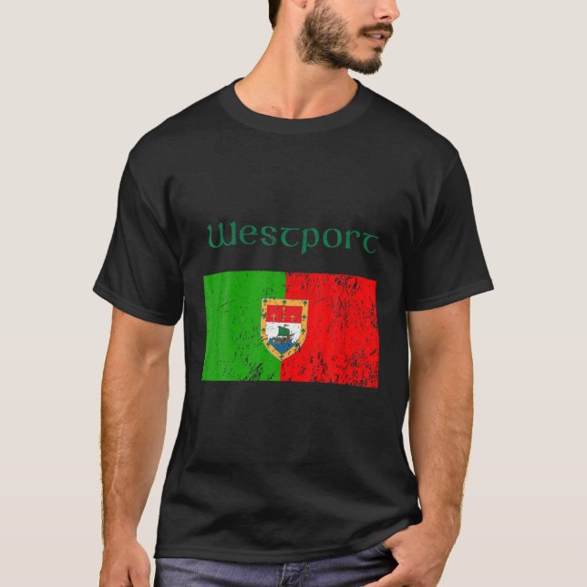 Westport, County Mayo Shamrock Ireland Flag, Craic T-Shirt (Front)