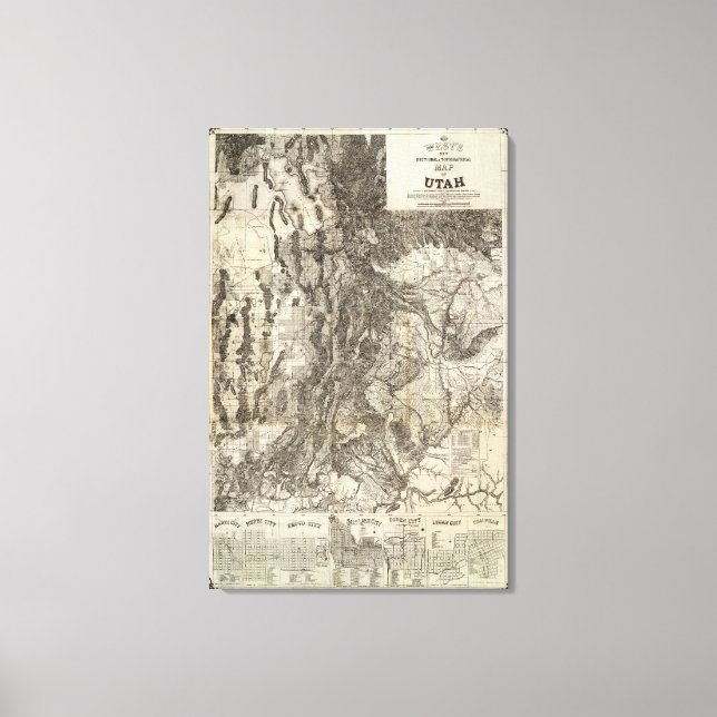 West's New Sectional and Topographical Map Of Utah Canvas Print (Front)