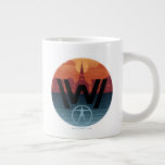 Westworld | Escalante Church Logo Giant Coffee Mug<br><div class="desc">Check out this Westworld logo graphic featuring the White Church and town of Escalante above and the Vitruvian Android below.</div>