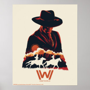 Westworld Man in Black Desert Silhouette Poster