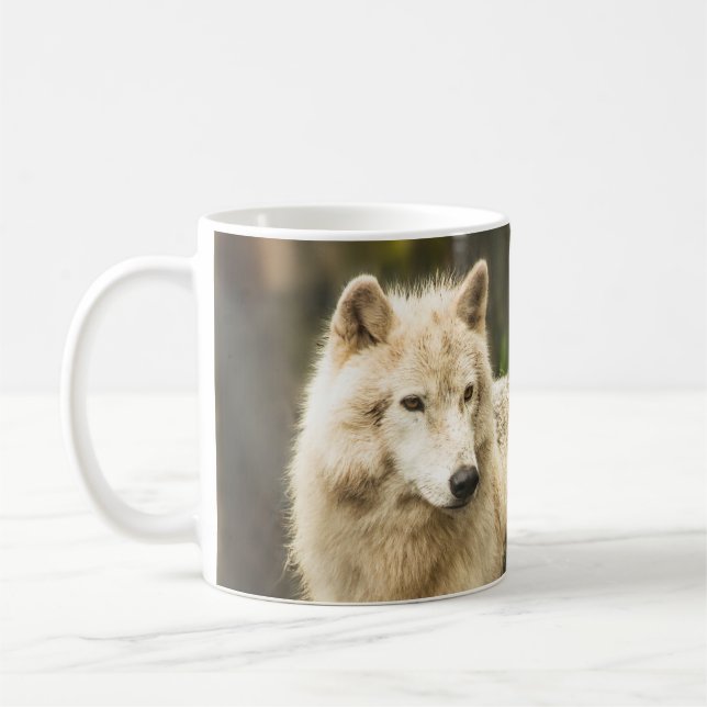 Wet Arctic Wolf in Spring Photo Coffee Mug (Left)