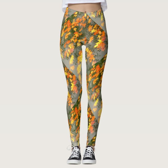 wet autumn leaves leggings (Front)
