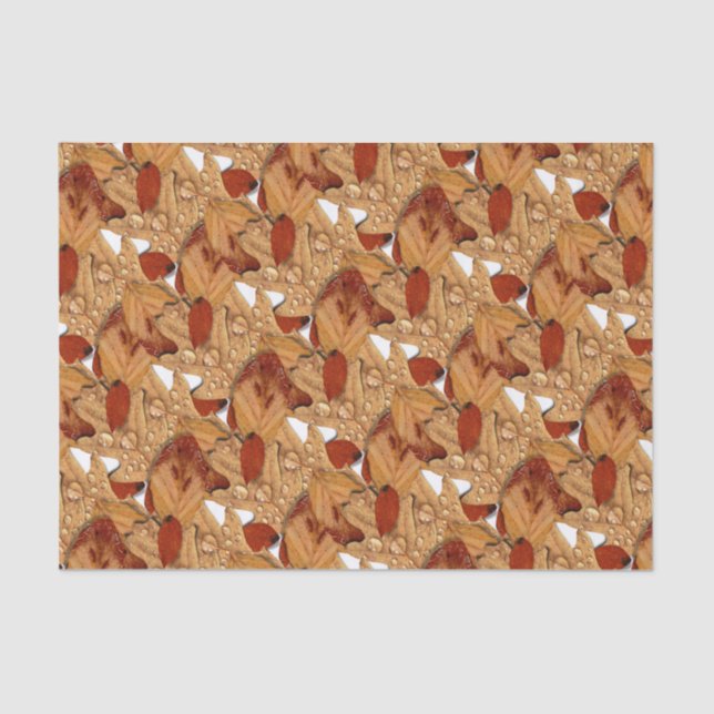 Wet Autumn Leaves Tissue Paper (Front)