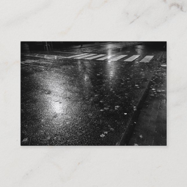 Wet Autumn Road at Night Business Card (Front)