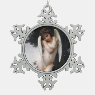 Wet Cupid  (L’Amour Mouillé) Snowflake Pewter Christmas Ornament