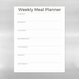 Wet Erase Magnetic Sheet Meal Planner Weekly