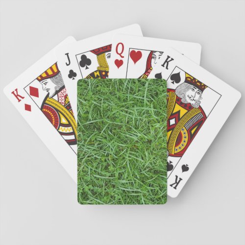 wet green grass sod poker cards