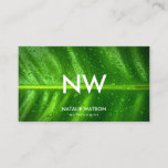 Wet Green Leaf Monogram Professional Nutritionist Business Card at Zazzle