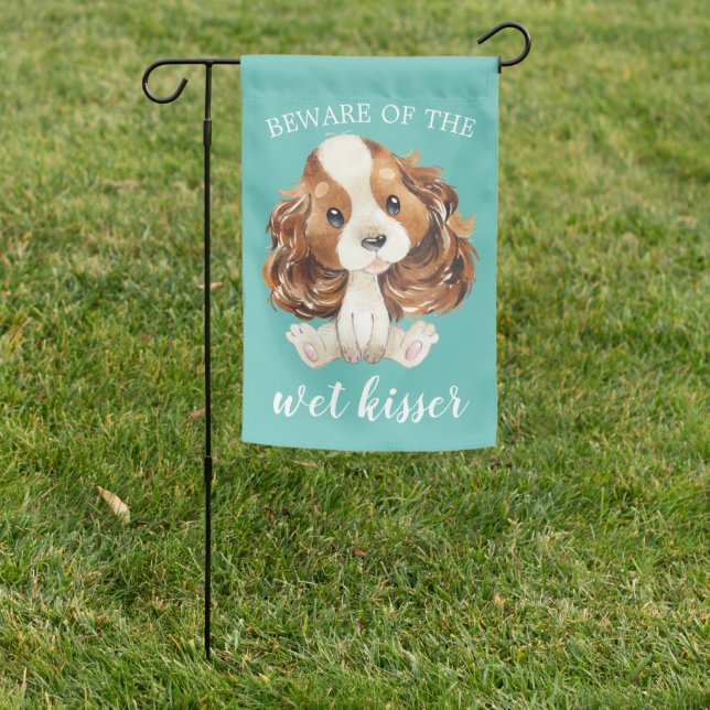 Wet Kisser Cavalier King Charles Spaniel Garden Flag (In SItu)
