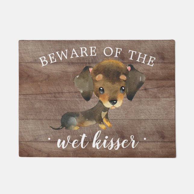 Wet Kisser Dachshund Puppy Dog Door Mat (Front)