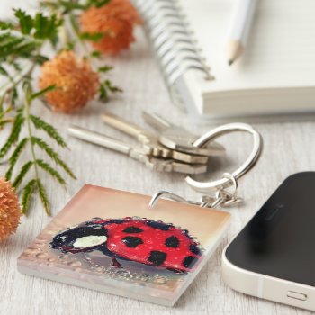 Wet Ladybug Keychain by MarblesPictures at Zazzle