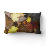 Wet Leaves and Rocks Autumn Nature Photography Lumbar Pillow