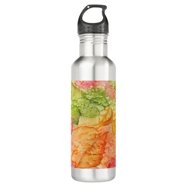 Wet Leaves of Autumn Stainless Steel Water Bottle (Front)
