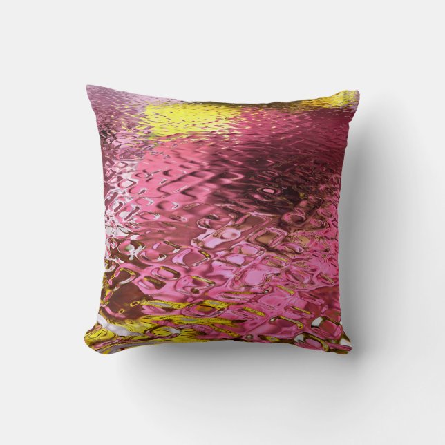 Wet Look Pink Abstract Throw Pillow (Front)