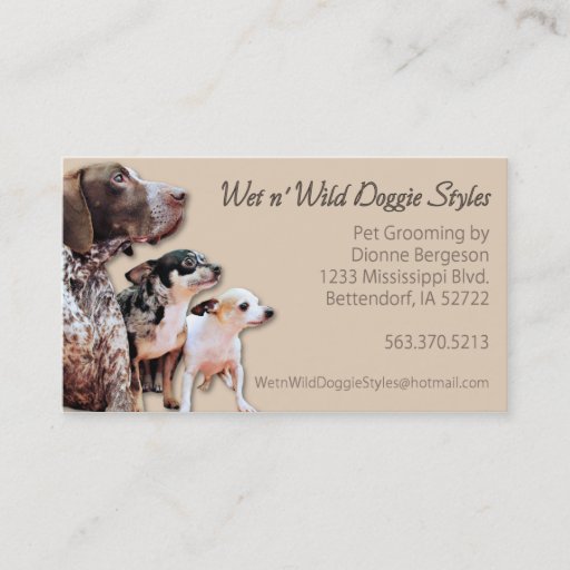 Customizable Wet n' Wild Doggie Styles Pet Grooming Business Card Templates