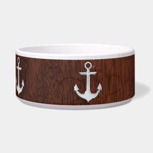 Wet Nautical Mahogany Anchor Steel Bowl