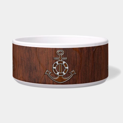 Wet Nautical Mahogany Anchor Steel Bowl