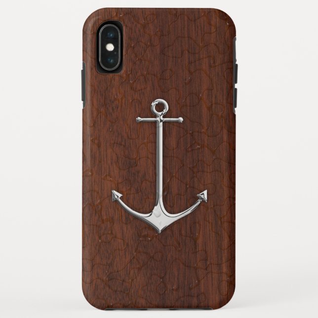 Wet Nautical Mahogany Anchor Steel Case-Mate iPhone Case (Back)