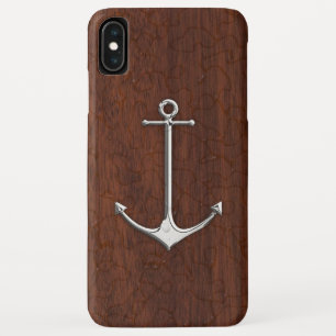 Wet Nautical Mahogany Anchor Steel iPhone XS Max Case