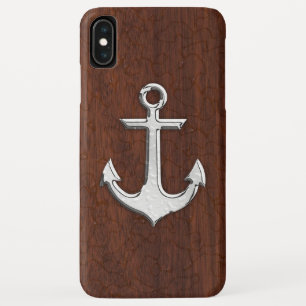 Wet Nautical Mahogany Anchor Steel iPhone XS Max Case