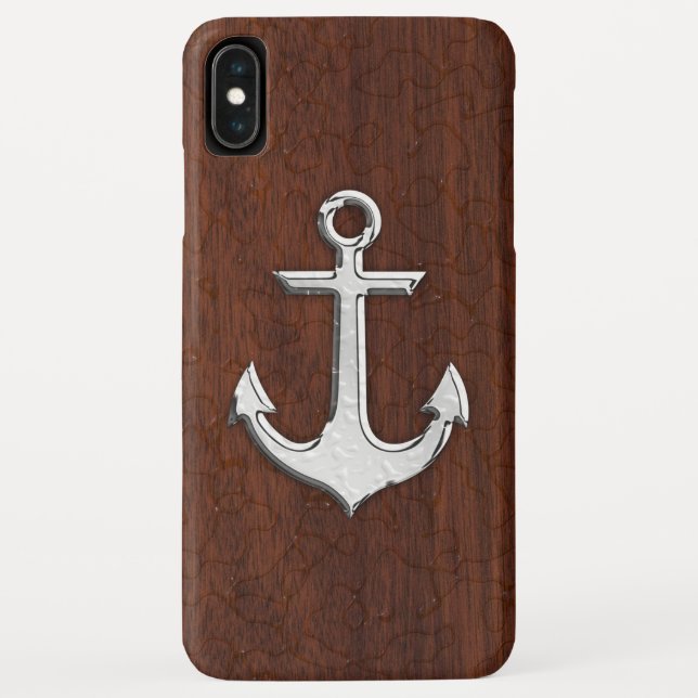Wet Nautical Mahogany Anchor Steel Case-Mate iPhone Case (Back)