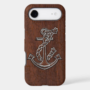 Wet Nautical Mahogany Anchor Steel iPhone 17 Air Case