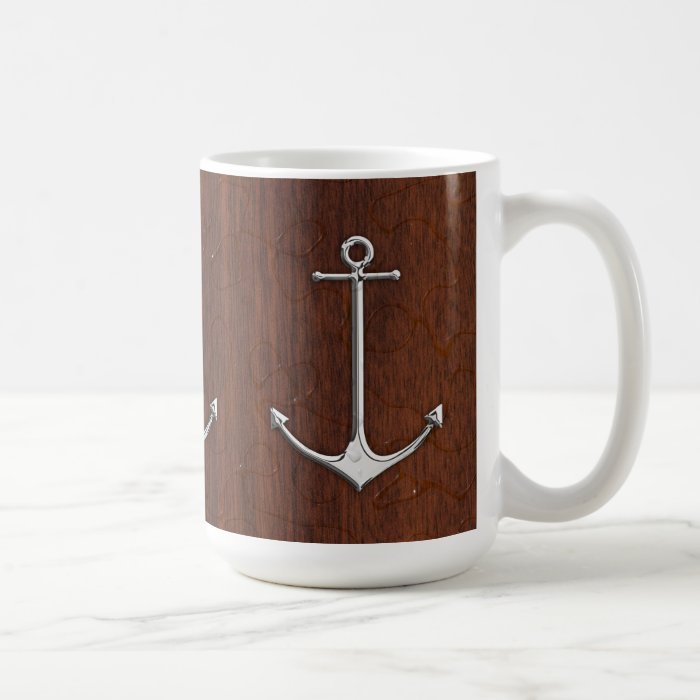 Wet Nautical Mahogany Anchor Steel Coffee Mugs