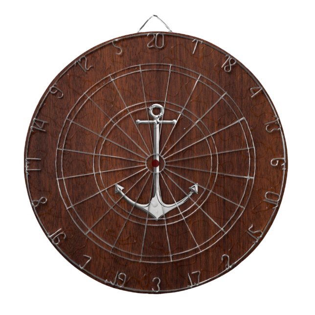 Wet Nautical Mahogany Anchor Steel Dart Board (Front)