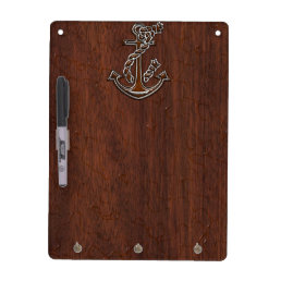 Wet Nautical Mahogany Anchor Steel Decor Dry-Erase Board