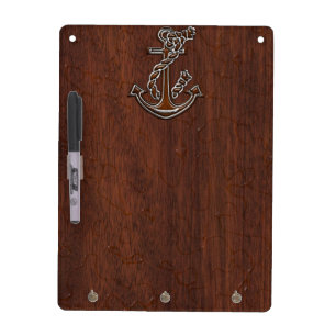 Wet Nautical Mahogany Anchor Steel Decor Dry-Erase Board
