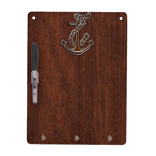 Wet Nautical Mahogany Anchor Steel Decor Dry-Erase Board (Front)