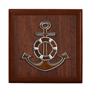 Wet Nautical Mahogany Anchor Steel Decor Gift Box