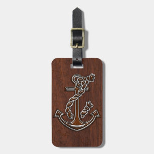 Wet Nautical Mahogany Anchor Steel Decor Luggage Tag