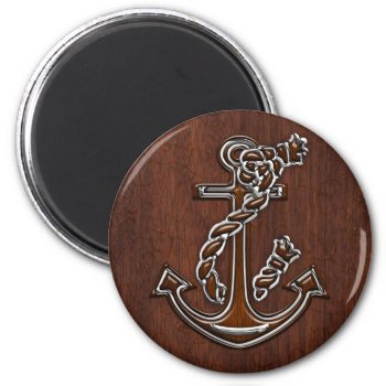 Wet Nautical Mahogany Anchor Steel Decor Magnet by CaptainShoppe at Zazzle
