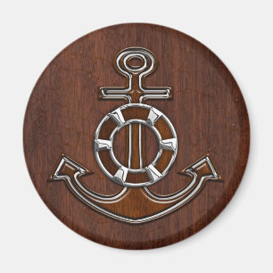Wet Nautical Mahogany Anchor Steel Decor Magnet